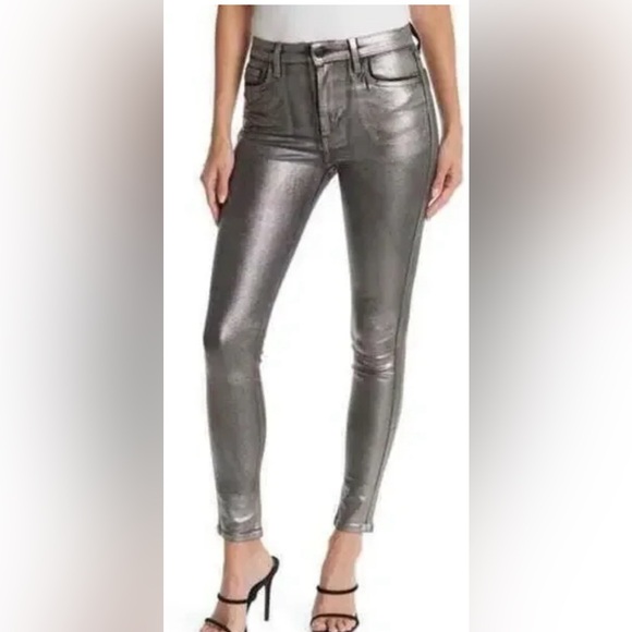 JOE'S size 25 Jeans Charlie High Rise Skinny Ankle Silver Foil Andromeda USA